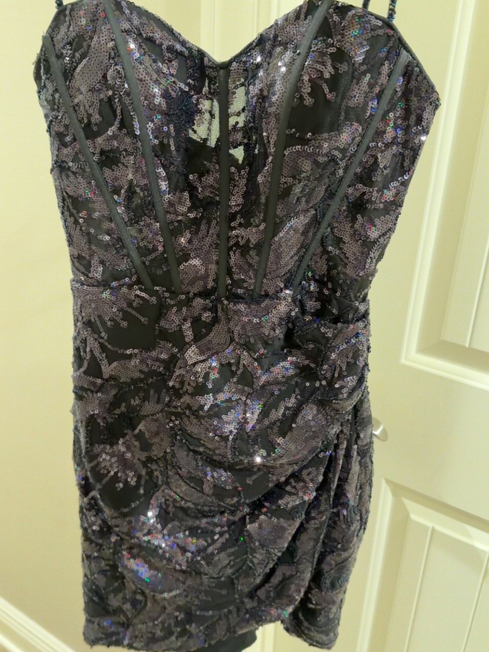 Ava Presley Black Sequin Homecoming Dress With Padding